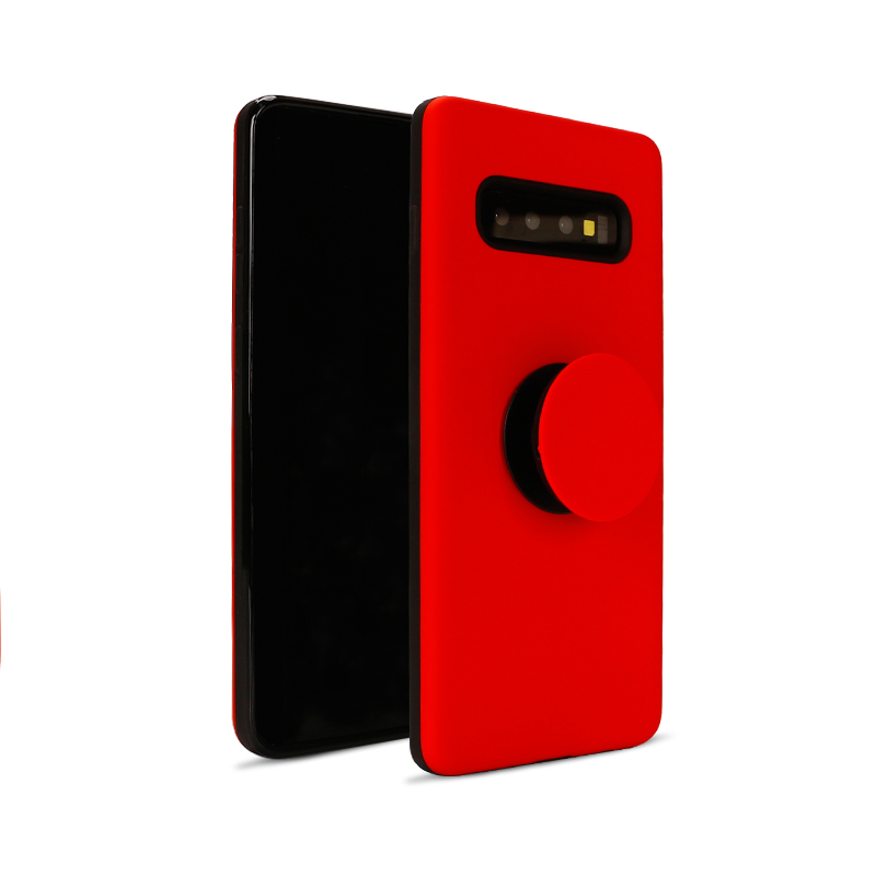 Galaxy S10+ (Plus) Pop Up Grip Stand Hybrid Case (Red)